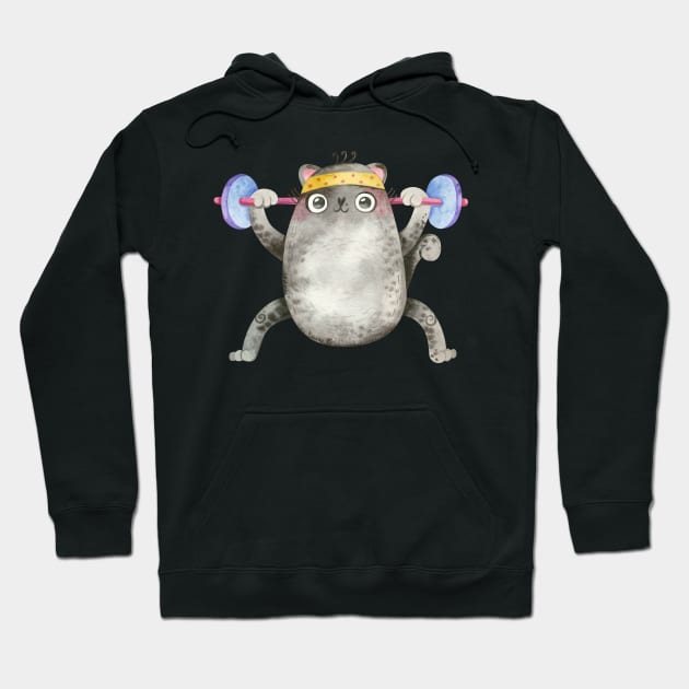 Cute Dumbell Cat Hoodie by TeesByKimchi